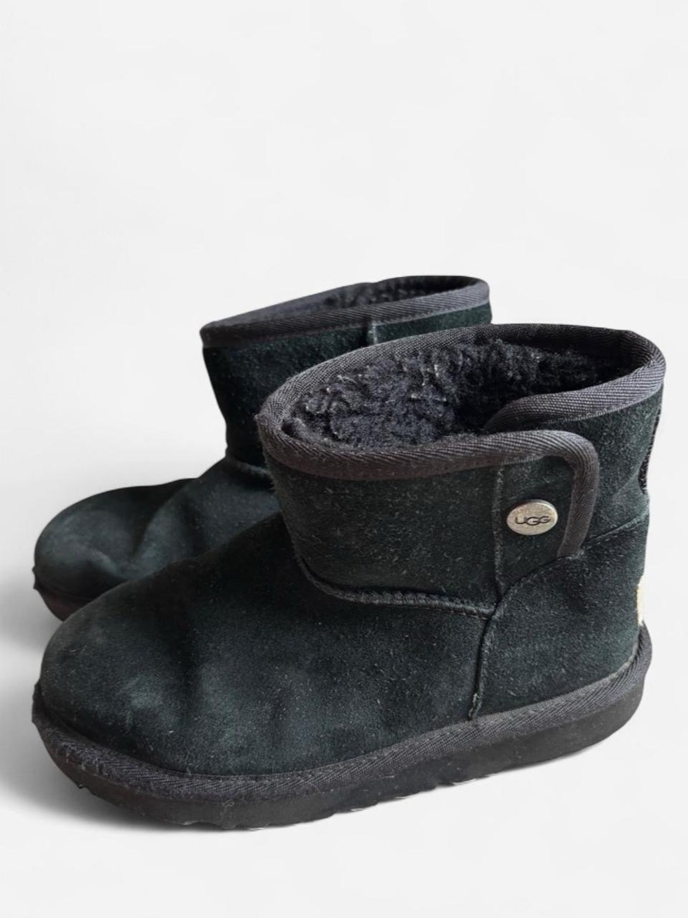 UGG Black Short Suede Boot with side button